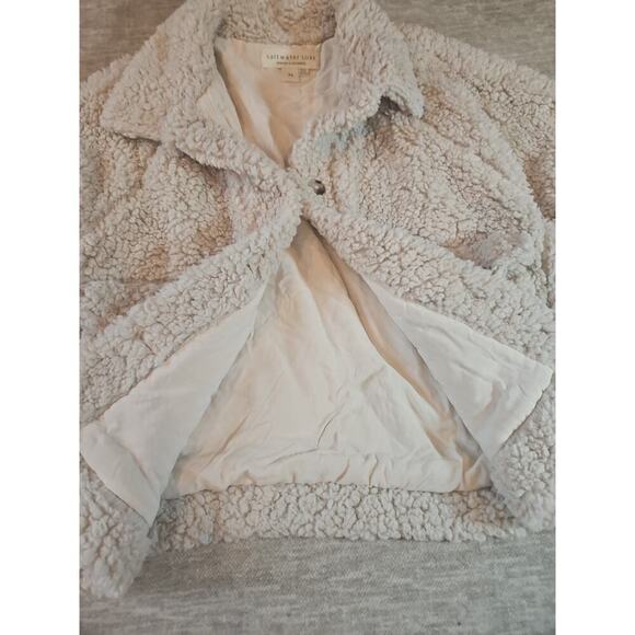 SALT WATER LUX WOMEN'S SHERPA BUTTON UP JACKET IVORY Medium NEW - Picture 8 of 10